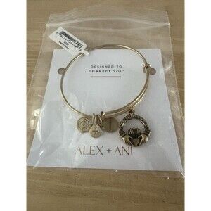 Alex + Ani Claddagh Bracelet Gold Tone Crown Heart Hands Love Loyalty Friendship